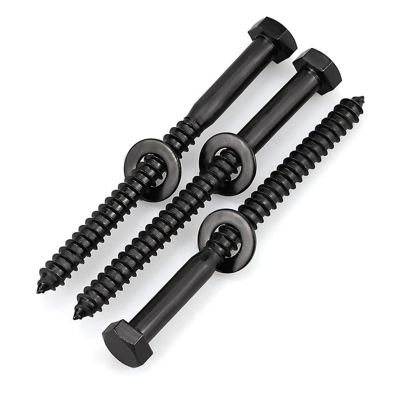 RoyceMart 12-Sets 1/4 x 3 Black Hex Head Lag Screws & Flat Washers, Heavy Duty Wood Lag Screws, 304 Stainless Steel (18-8), 1/4" Bolt - Image 5
